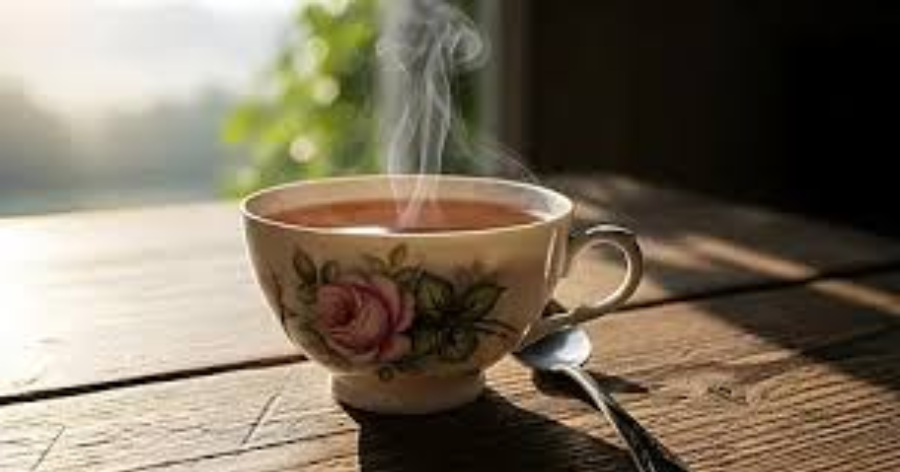 xícara de chá de agoniada preparado com casca